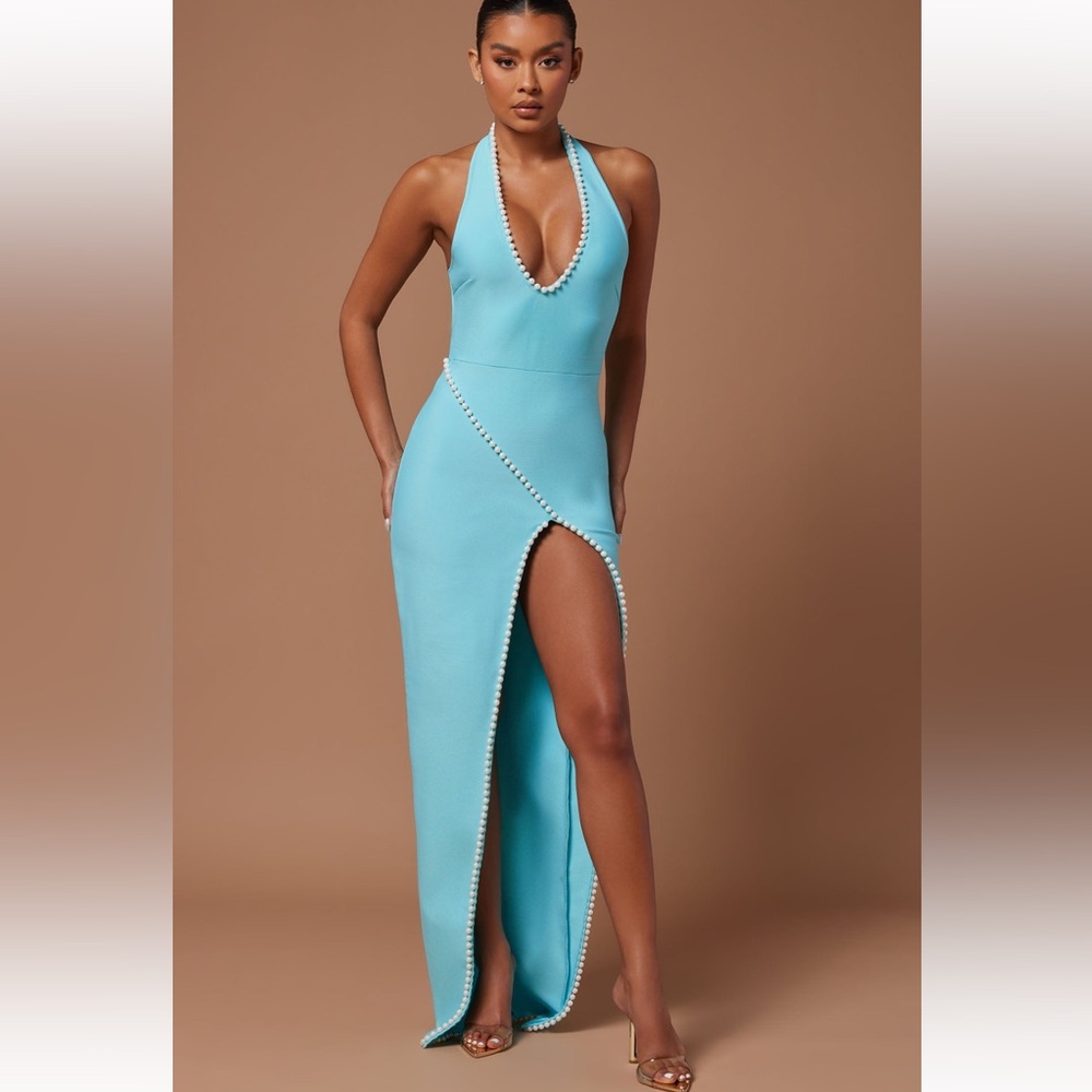 Blue Pearl Embellished Dress